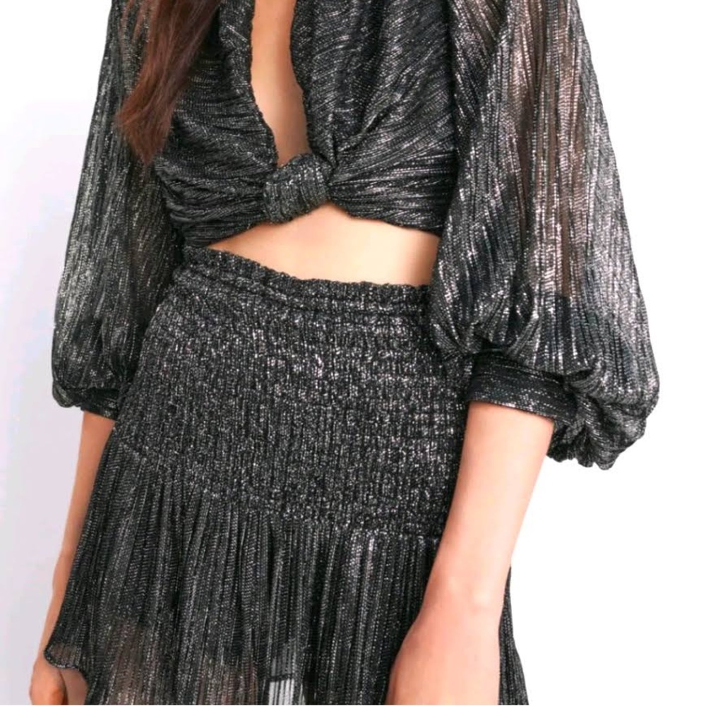 Zara metallic thread mini skirt size small used